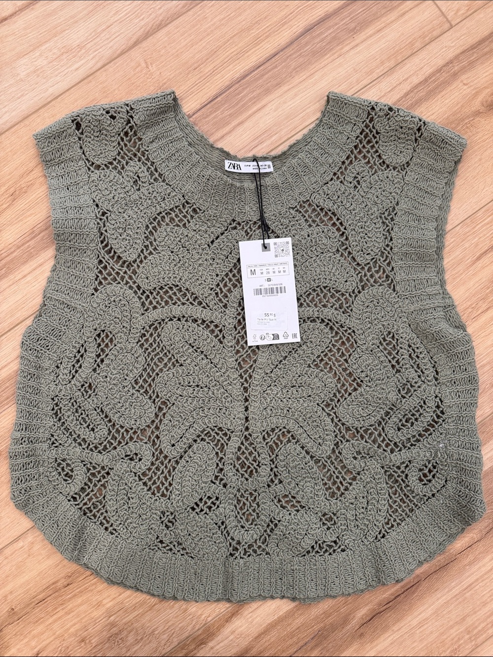 NWT ZARA Olive Crochet Knit Sleeveless Top